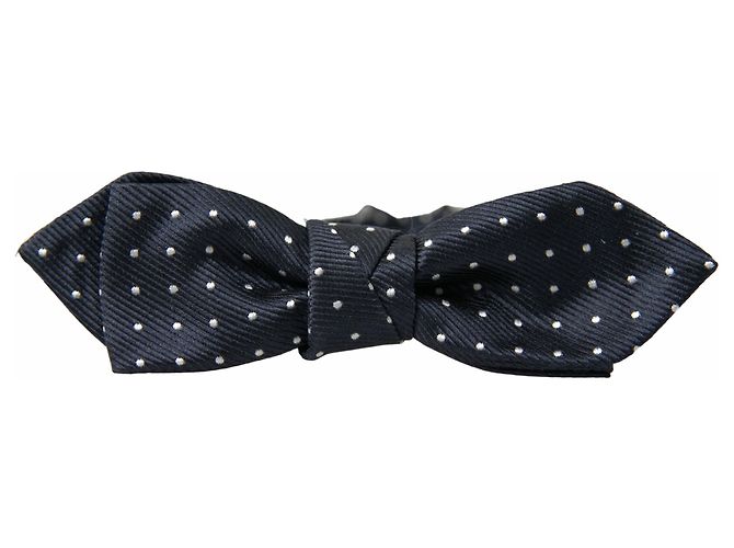 Dolce & Gabbana Papillon regolabile da uomo in seta a pois blu - vista 3