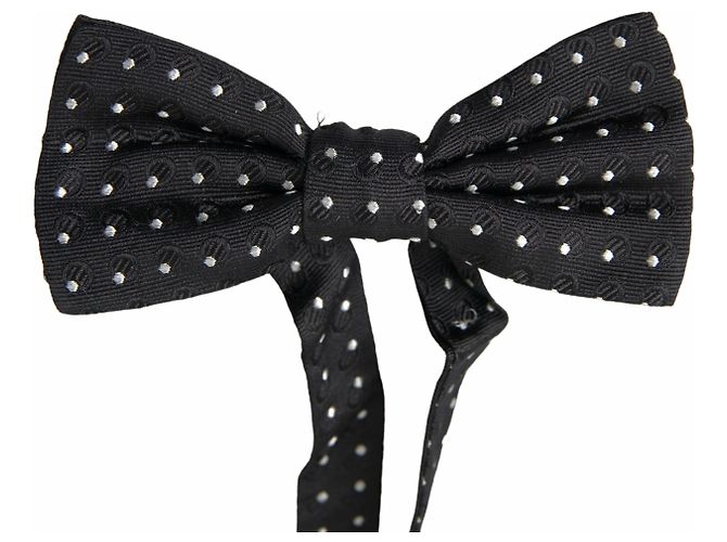 Dolce & Gabbana Papillon regolabile in seta a pois neri da uomo - vista 3