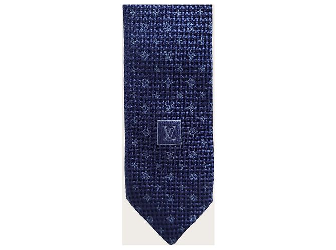 Louis Vuitton Blue Marine Cravat Monogram Cozy Tie - view 3