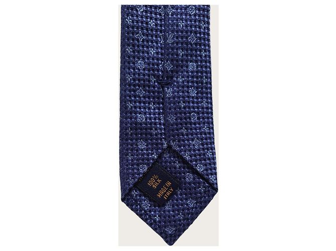 Louis Vuitton Blue Marine Cravat Monogram Cozy Tie - view 5
