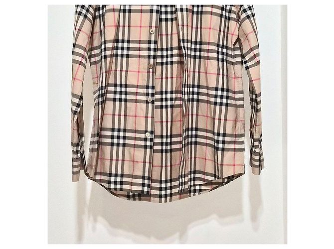Camicia Burberry a quadri beige in cotone - vista 5
