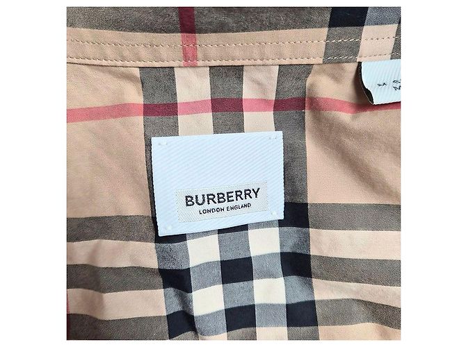 Camicia Burberry a quadri beige in cotone - vista 6