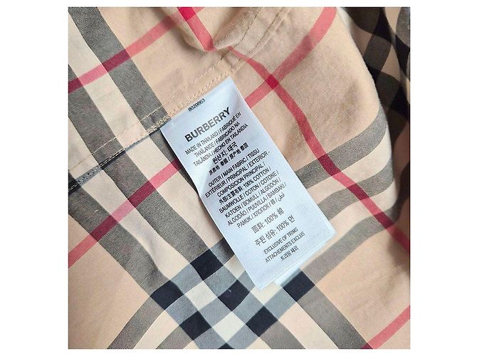 Camicia Burberry a quadri beige in cotone - vista 7