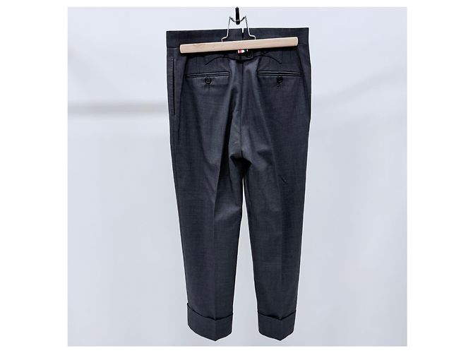 Thom Browne Pantalones de traje clásicos de sarga de lana para mujer Gris - vista 2