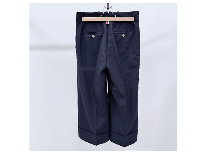 Thom Browne Pantalones de traje clásicos de sarga de lana para mujer Navy - vista 2