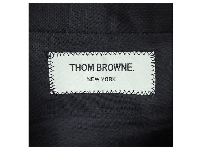 Thom Browne Pantalones de traje clásicos de sarga de lana para mujer Navy - vista 3