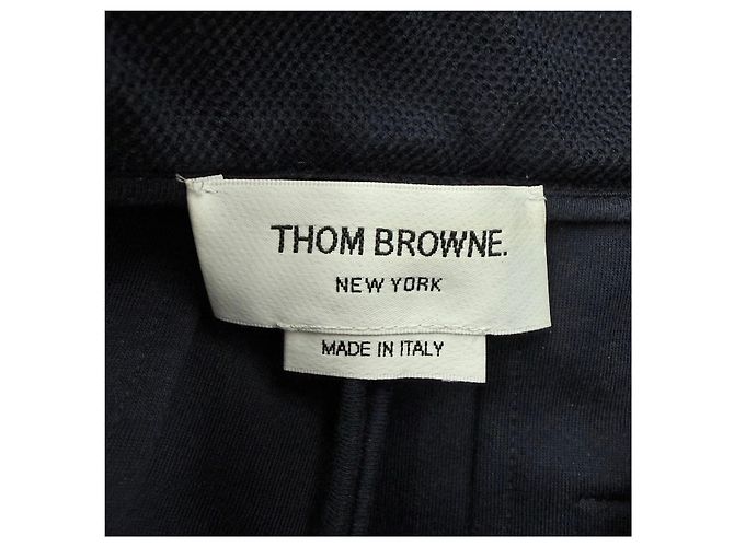 Thom Browne Calças de algodão para mulher com alça diagonal Navy - vista 3