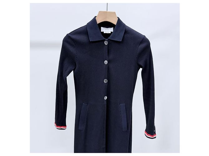 Thom Browne Abito lungo in cotone da donna Navy - vista 2