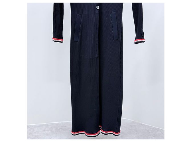 Thom Browne Abito lungo in cotone da donna Navy - vista 3
