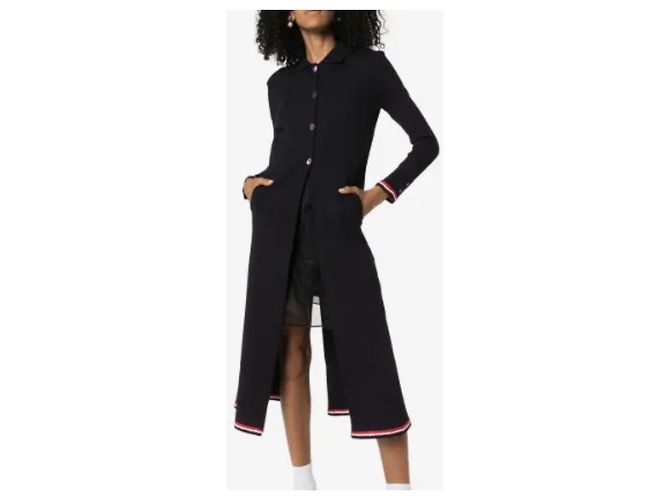 Thom Browne Abito lungo in cotone da donna Navy - vista 7