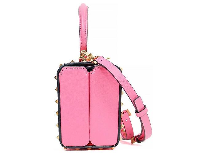 Valentino Borsa Tote Rockstud Box in pelle rosa - vista 2