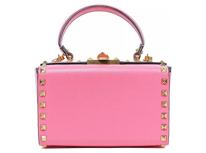 Valentino Borsa Tote Rockstud Box in pelle rosa - vista 3