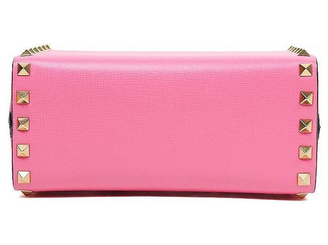 Valentino Borsa Tote Rockstud Box in pelle rosa - vista 4