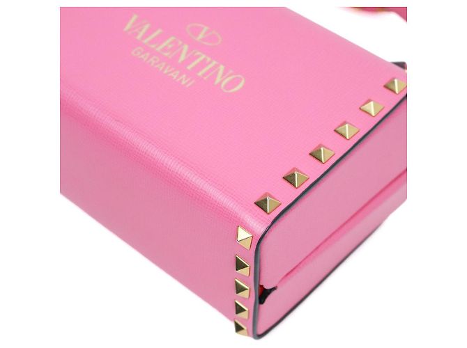 Valentino Borsa Tote Rockstud Box in pelle rosa - vista 5