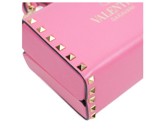 Valentino Borsa Tote Rockstud Box in pelle rosa - vista 6