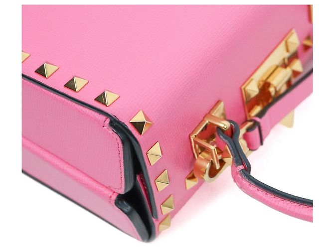 Valentino Borsa Tote Rockstud Box in pelle rosa - vista 7