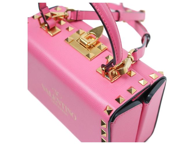 Valentino Borsa Tote Rockstud Box in pelle rosa - vista 8