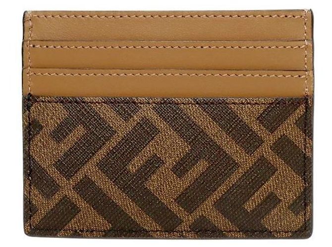 Fendi FF Logo Kartenetui Braun Canvas - Ansicht 3