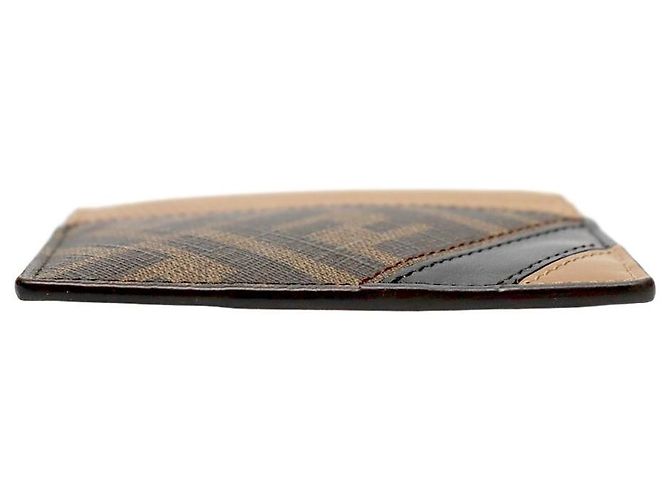 Fendi FF Logo Kartenetui Braun Canvas - Ansicht 4