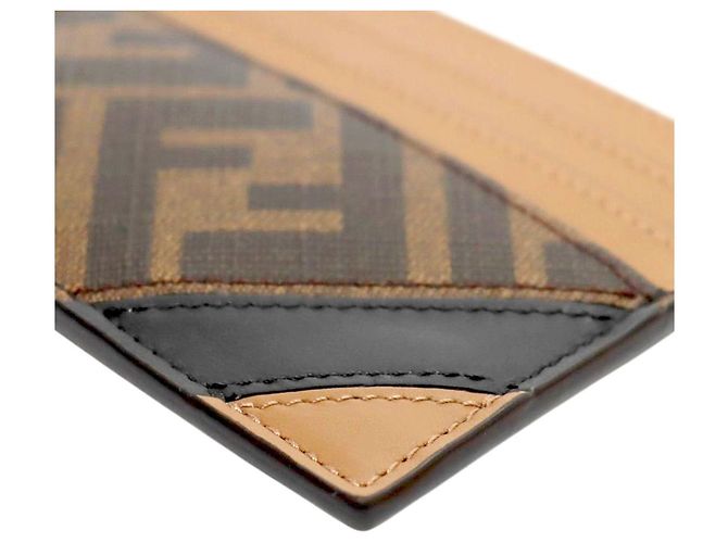 Fendi FF Logo Kartenetui Braun Canvas - Ansicht 5