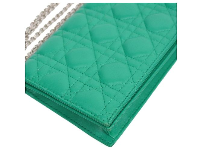 Dior Borsa a tracolla con catena Cannage verde - vista 5