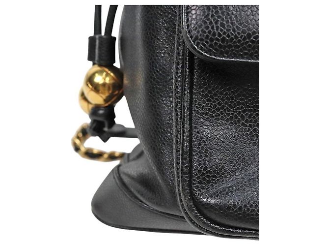 Chanel Black Caviar Drawstring Pocket Backpack - view 10