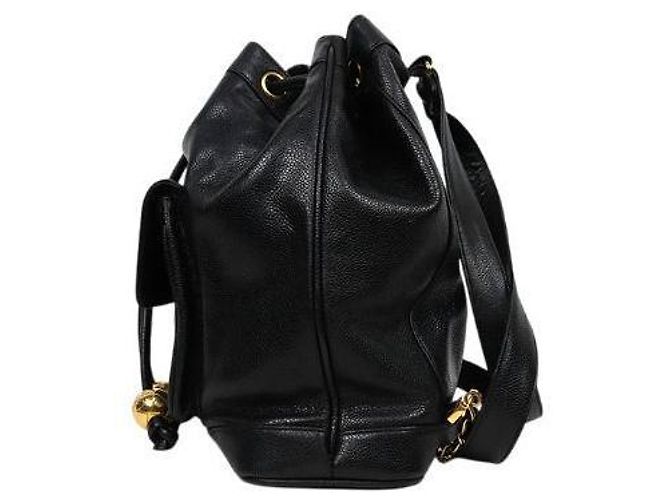 Chanel Black Caviar Drawstring Pocket Backpack - view 2