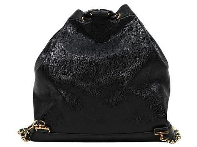 Chanel Black Caviar Drawstring Pocket Backpack - view 3