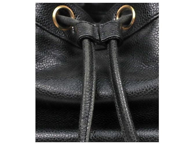 Chanel Black Caviar Drawstring Pocket Backpack - view 6