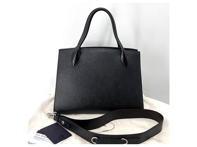 Prada Borsa a spalla Tote Monochrome in Saffiano Nera - vista 3