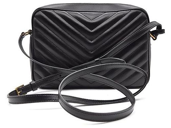 Autre Marque SAINT LAURENT L Camera Bag in pelle nera - vista 3