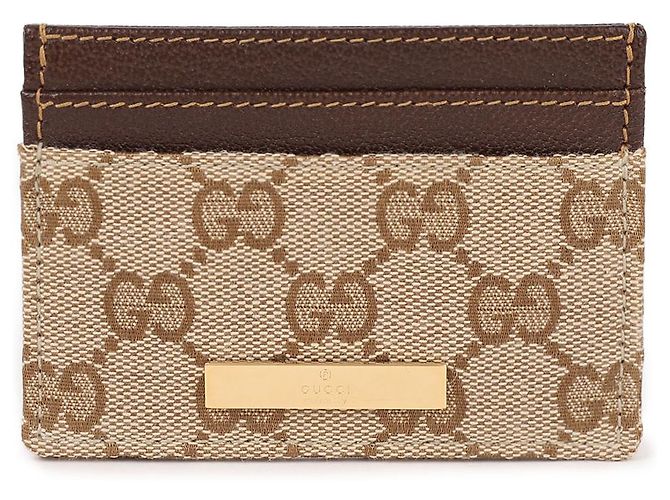 Tarjetero Gucci Plaque Marrón Canvas - vista 3