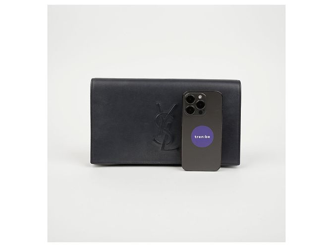 Autre Marque Clutch in pelle blu navy scuro - vista 12