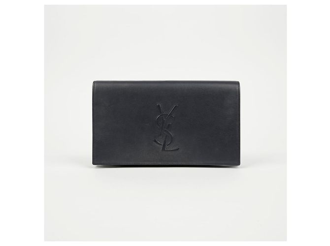 Autre Marque Clutch in pelle blu navy scuro - vista 2