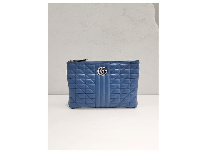 Gucci Borsa a pochette Silver GG Marmont Blue - vista 2