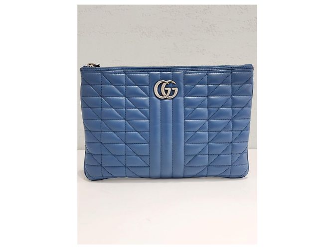 Gucci Borsa a pochette Silver GG Marmont Blue - vista 3