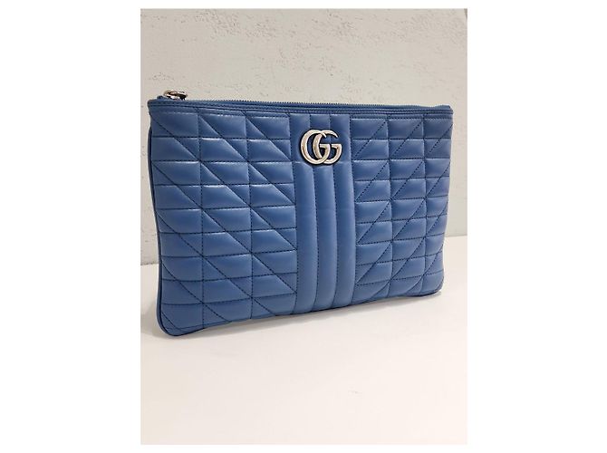Gucci Borsa a pochette Silver GG Marmont Blue - vista 4