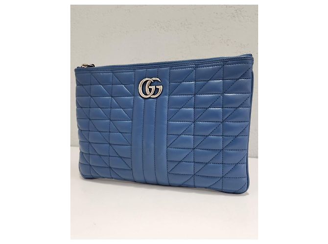 Gucci Borsa a pochette Silver GG Marmont Blue - vista 5