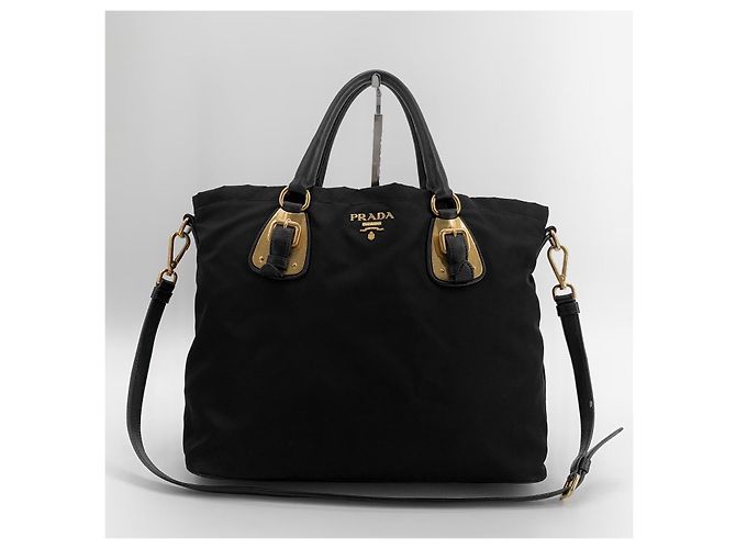 Prada Borsa Tote e Borsa a Tracolla in Nylon con Logo Dorato - vista 2