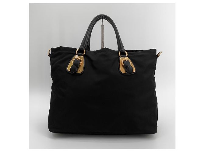 Prada Borsa Tote e Borsa a Tracolla in Nylon con Logo Dorato - vista 3