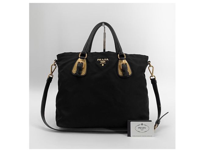 Prada Borsa Tote e Borsa a Tracolla in Nylon con Logo Dorato - vista 9