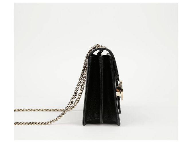 Gucci Borsa a catena Small Interlocking GG Nero Oro - vista 4
