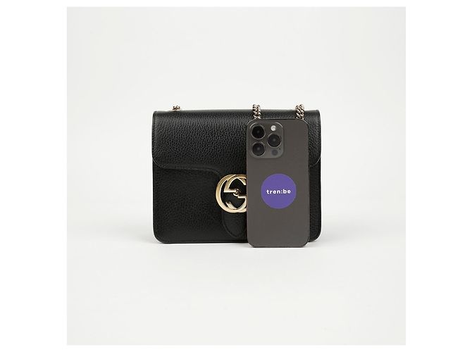 Gucci Borsa a catena Small Interlocking GG Nero Oro - vista 9