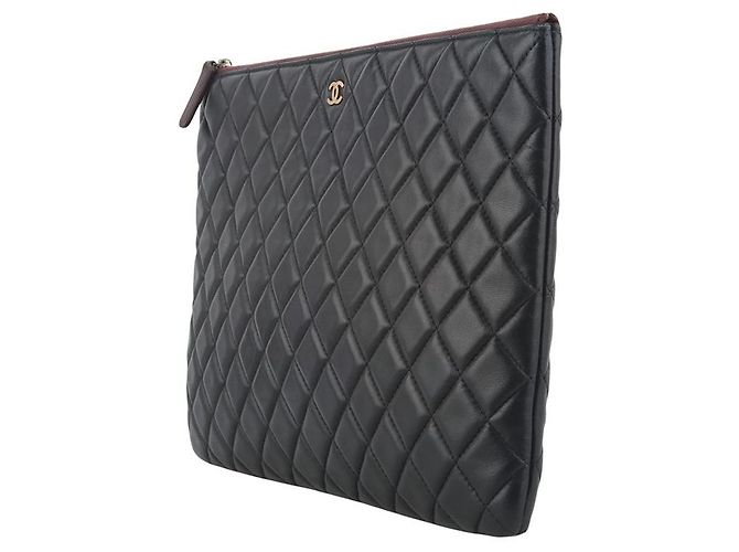 Chanel Clutch classica in pelle di agnello oro Large - vista 2