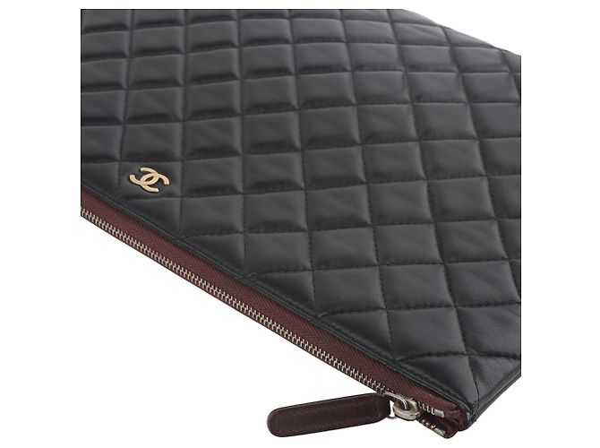 Chanel Clutch classica in pelle di agnello oro Large - vista 4