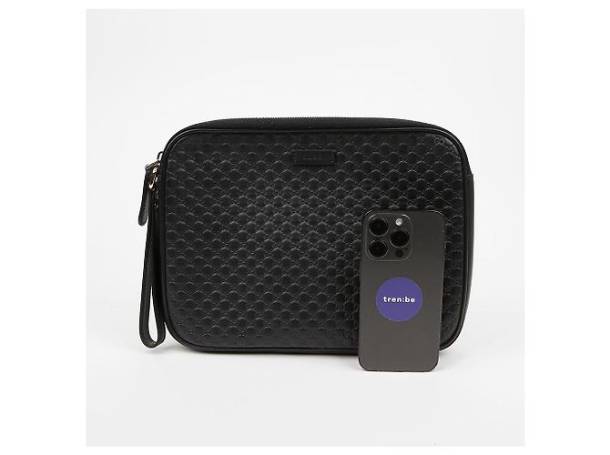 Gucci Microshima Round Zipper Clutch Black - view 6