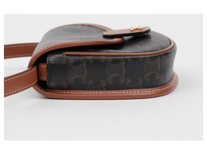 Céline Mini borsa a tracolla in tela da donna Tan - vista 5