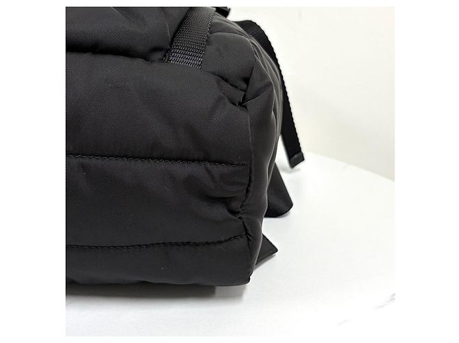 Prada Nylon Triangle Logo Buckle Backpack Black - view 11