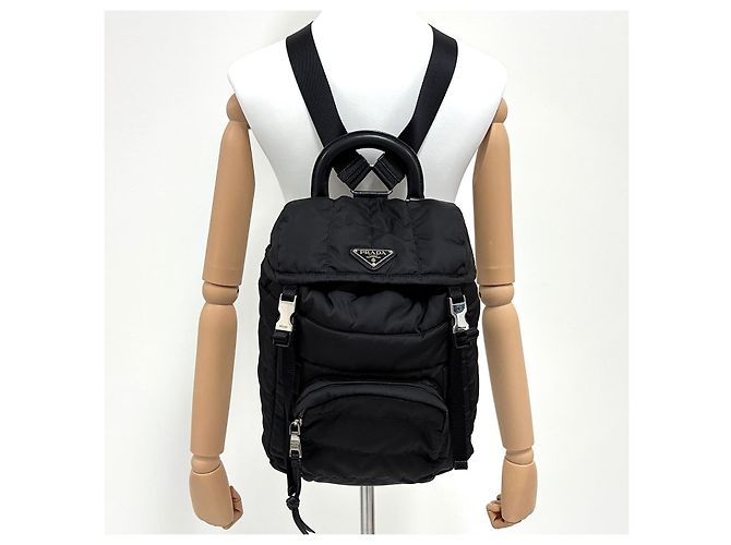 Prada Nylon Triangle Logo Buckle Backpack Black - view 3