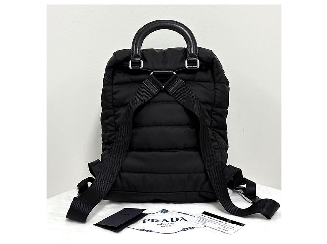 Prada Nylon Triangle Logo Buckle Backpack Black - view 5